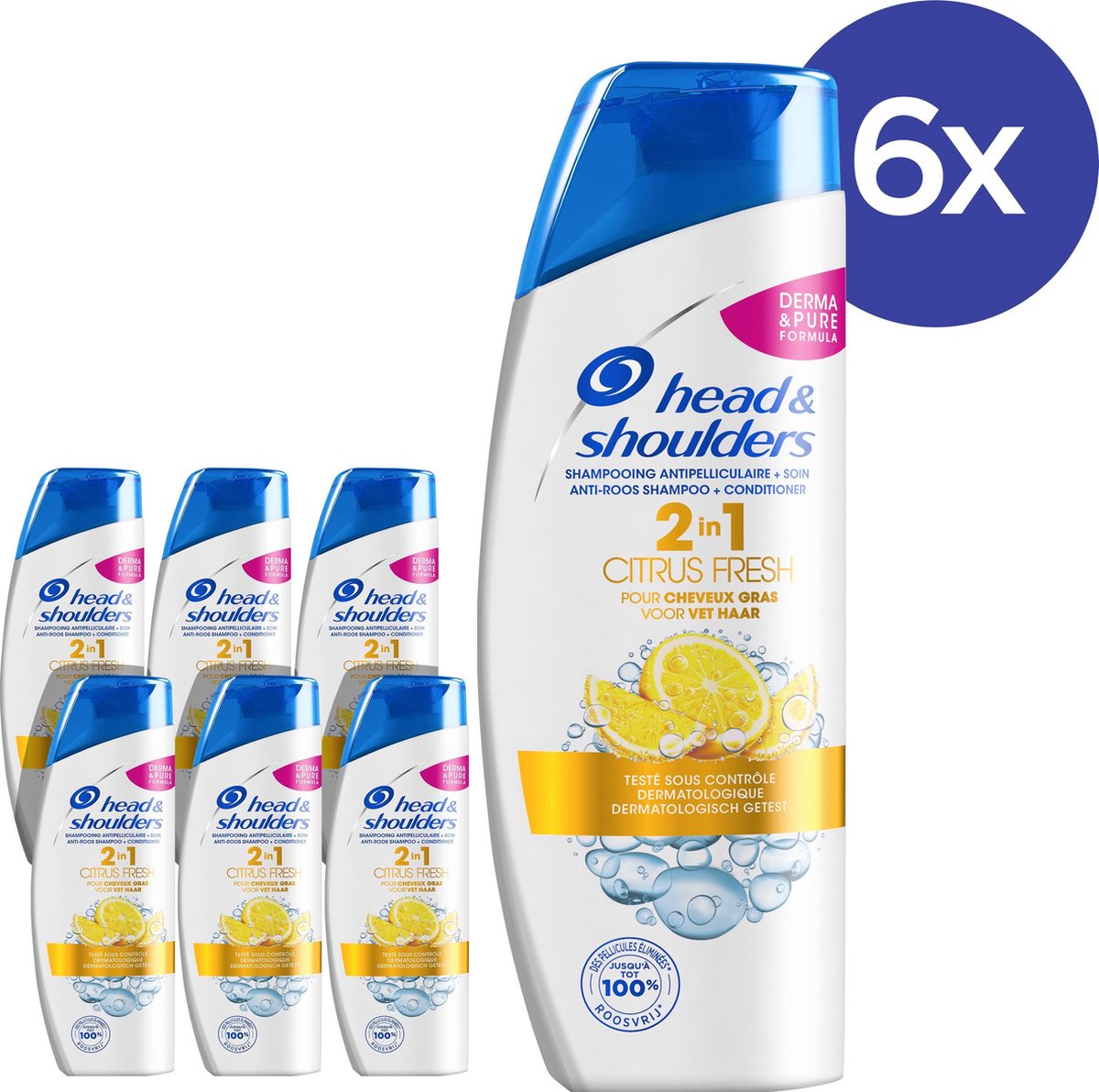 Head & Shoulders Citrus Fresh 2-in-1 Anti-roos - Voordeelverpakking 6x270ml - Shampoo en Conditioner Head & Shoulders Citrus Fresh 2-in-1 Anti-roos - Voordeelverpakking 6x270ml - Shampoo en Conditioner