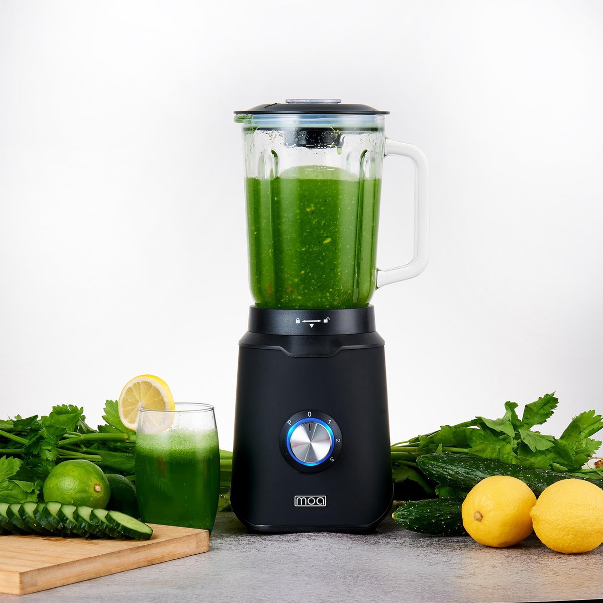 MOA Krachtige Blender - Met glazen kan - 1,5 liter - Zwart - 1000 Watt - TB61B