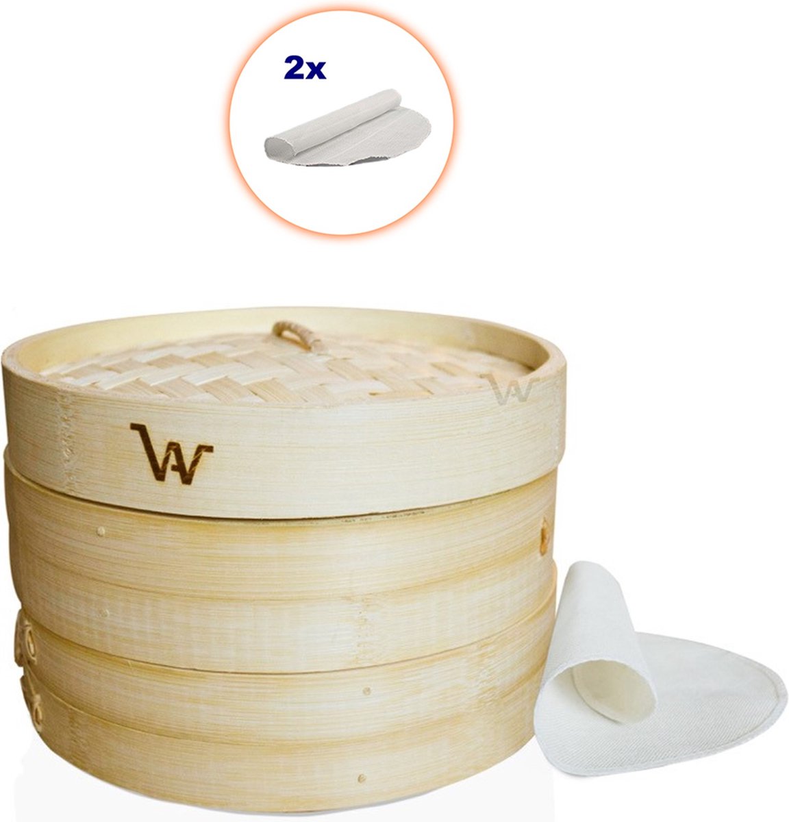 AW Bamboe stoommandje Ø 21cm Stevig Bamboe Stomer