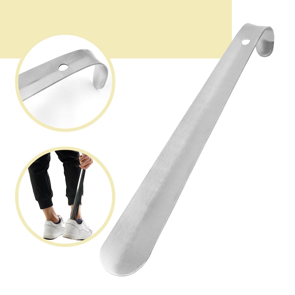 Lynnz® schoenlepel lang premium kwaliteit metaal RVS 30 cm - stevig - schoentrekker - schoen lepel - schoenlepels - heren - dames