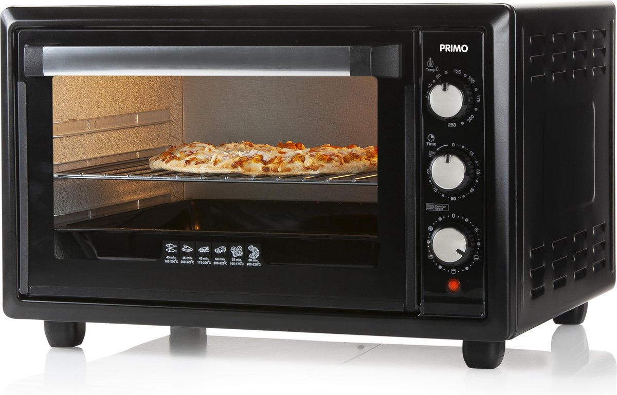 PRIMO PR250OV Vrijstaande Oven - Heteluchtoven met Grillfunctie - 34L - 1300W - Zwart
