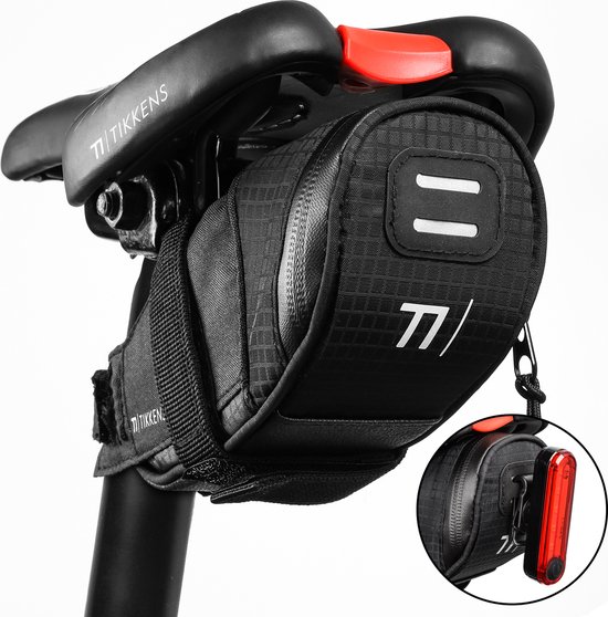 TIKKENS® Zadeltas Fiets Compact - Zadeltas Racefiets/Mountainbike - Koersfiets - Fiets Accessoires - Fietstassen - Waterdicht - Wielrennen - Zwart
