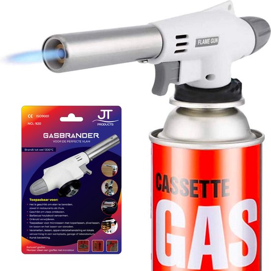 JT Products Gasbrander Crème Brûlée – Butaangas Brander – Keukenbrander - Aansteker – Koksbrander - Solderen – Keukengerei - Exclusief Gasfles