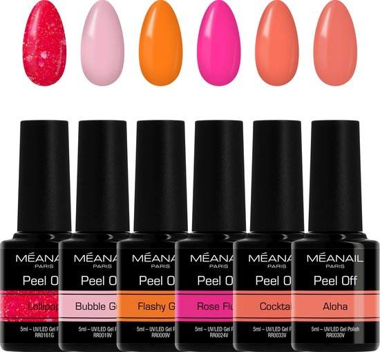 Méanail - Gellak – Hema Vrij - 6 flesjes - Peel Off - Gel nagellak - Gellak Starterspakket Candy
